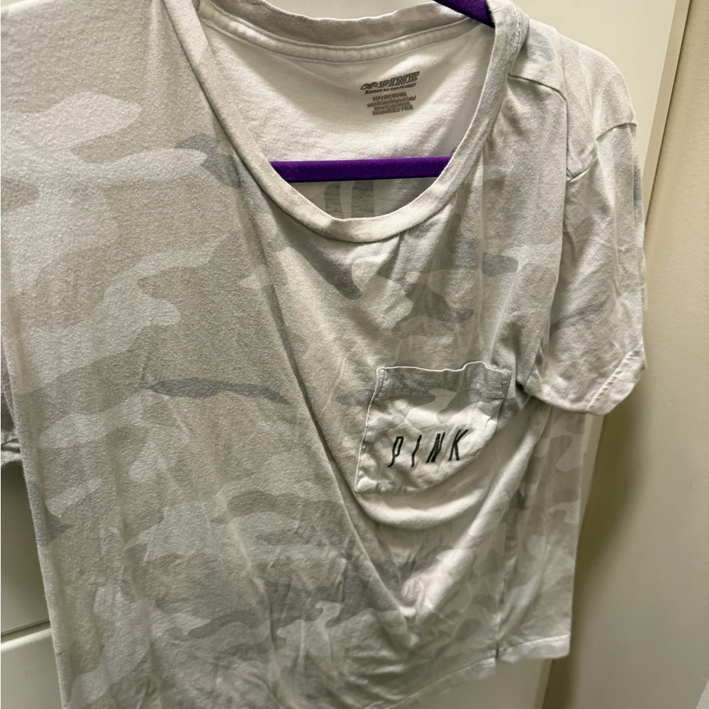 PINK Victoria's Secret Light Gray Camouflage Tee